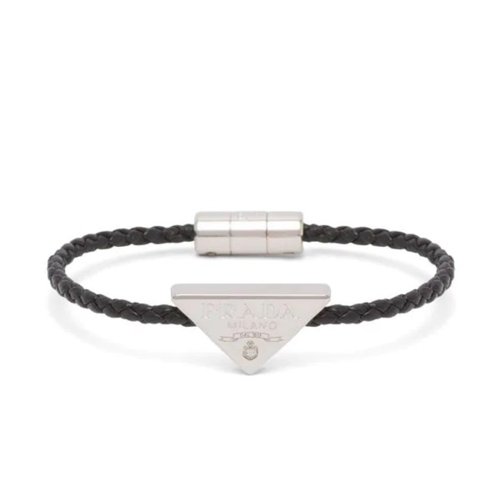 Prada Triangle Logo Woven Bracelet Size S